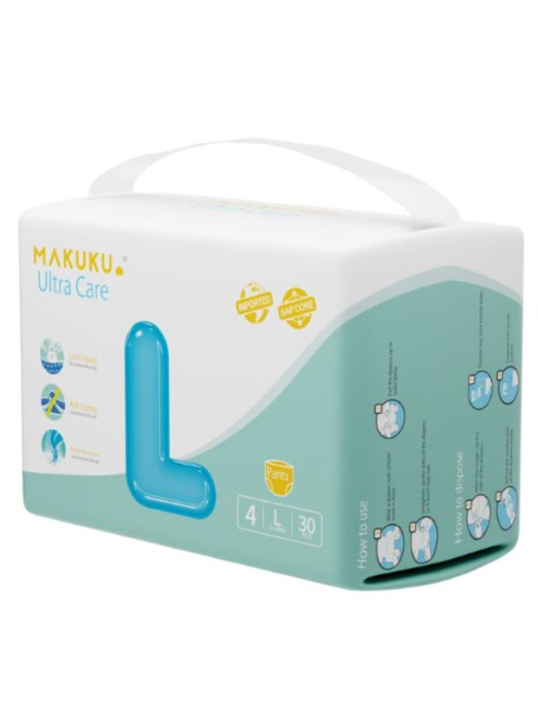 Makuku AntiClump Breathable Ultra Care Diaper Pants, Large (30s) edamama